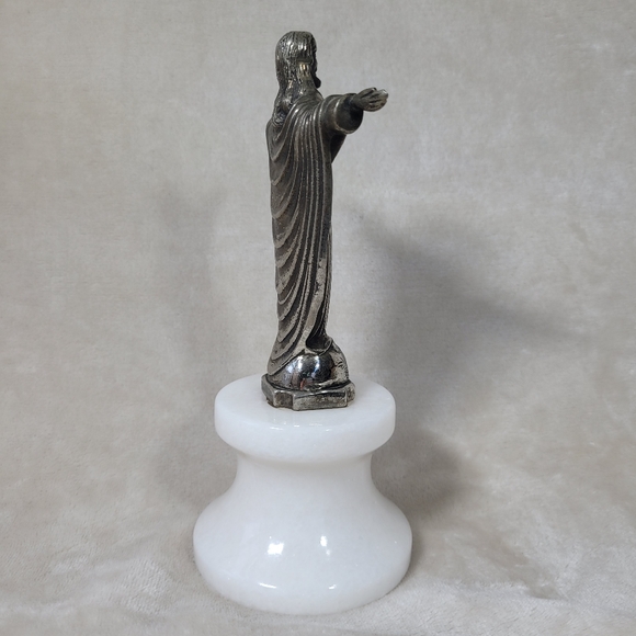 Sacred Heart Of Jesus Brass Statue Figurine Religious Decor Idol Marble Base - Picture 6 of 8